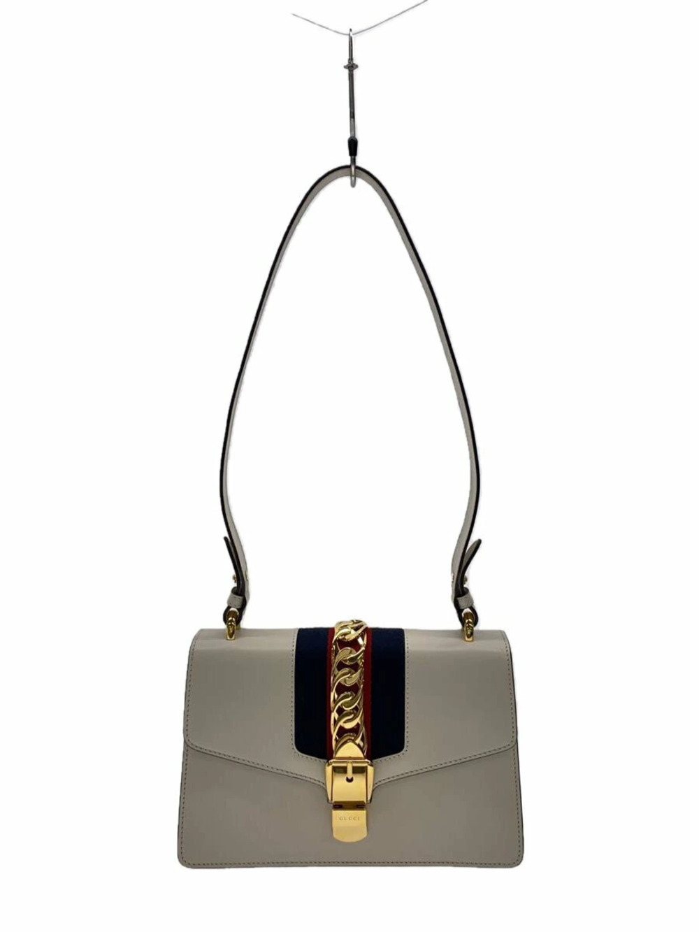 Gucci Shoulder Bag Sylvie Leather White Solid